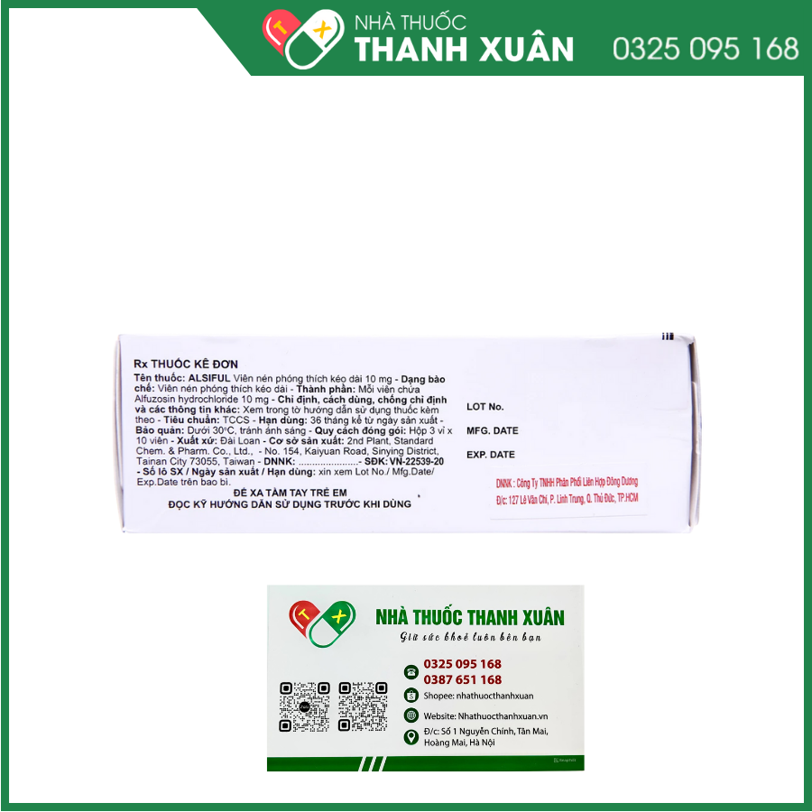 Alsiful S.R.Tablets 10 mg điều trị phì đại lành tính tuyến tiền liệt